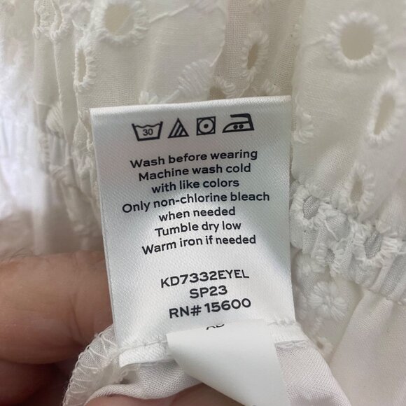 NEW Draper James‎ Maxi Dress Womens Size L White Eyelet Tiered Puff Sleeves - Picture 9 of 13